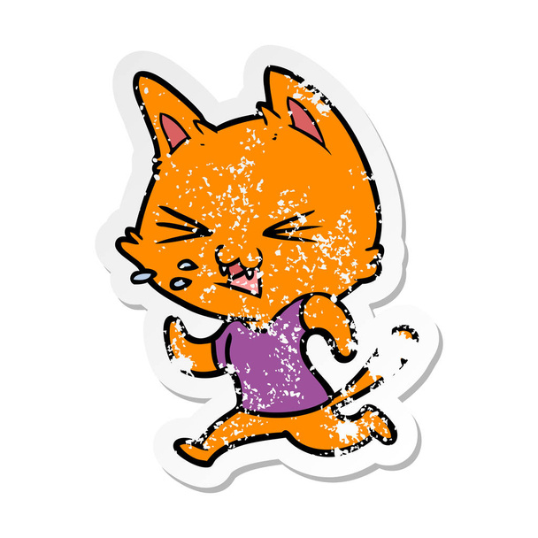 мучительный наклейка мультфильма бегущий кот шипение
 - Вектор,изображение