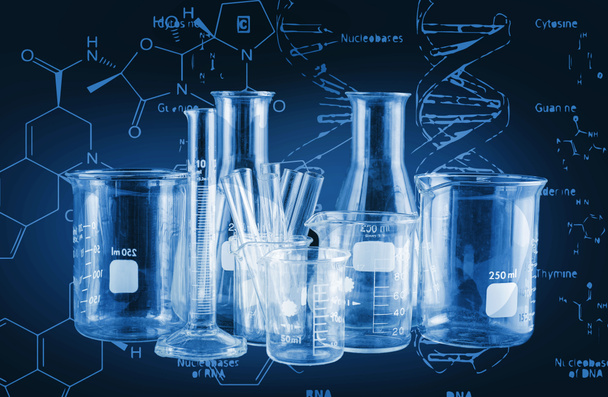 Investigación de laboratorio - Cristalería científica para el backgrou químico
 - Foto, Imagen