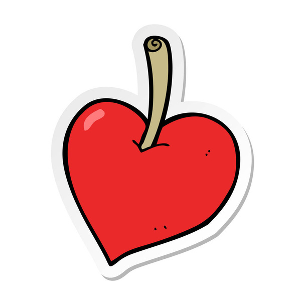 sticker van een cartoon liefde hart appel - Vector, afbeelding
