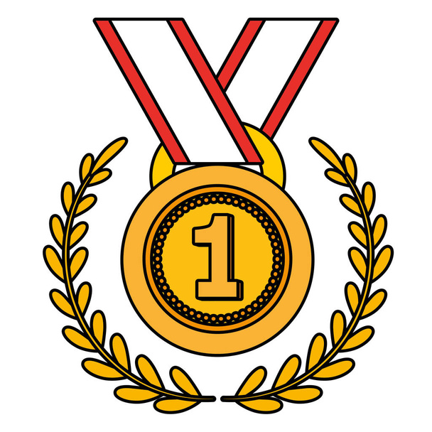 Медаль за первое место с венком
 - Вектор,изображение