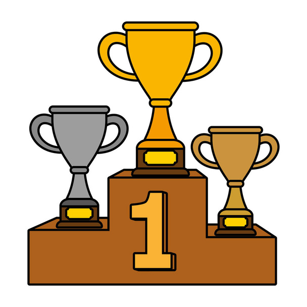 Copos de troféu primeiro segundo e terceiro lugar
 - Vetor, Imagem