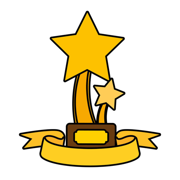 Trophy cup stars with blank ribbon banner - Vector, Image