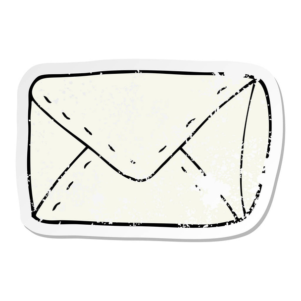 distressed sticker of a cartoon envelope - Vector, Imagen