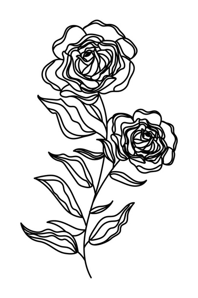 Blume mit Blätterzeichnung - Vektor, Bild
