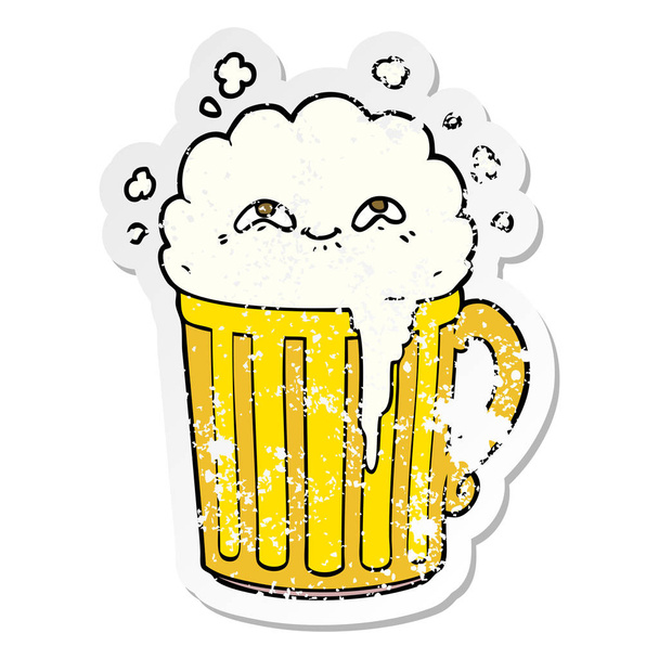 szomorú böllér-ból egy boldog rajzfilm korsó sör - Vektor, kép