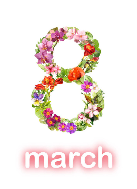 Floral card for woman day March 8. Water color flowers - Fotó, kép