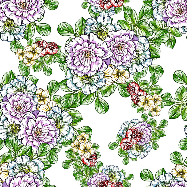 bright flowers pattern background - Vektör, Görsel