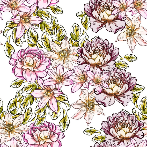 bright flowers pattern background - Vecteur, image