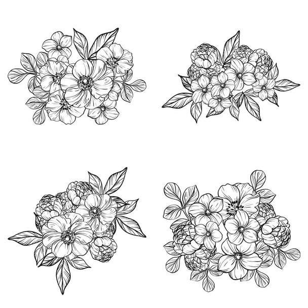 vintage flowers pattern - Vector, afbeelding