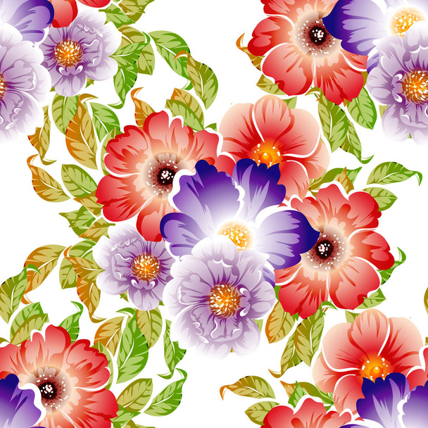 bright flowers pattern background - Vettoriali, immagini