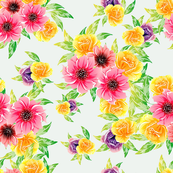 bright flowers pattern - Vettoriali, immagini