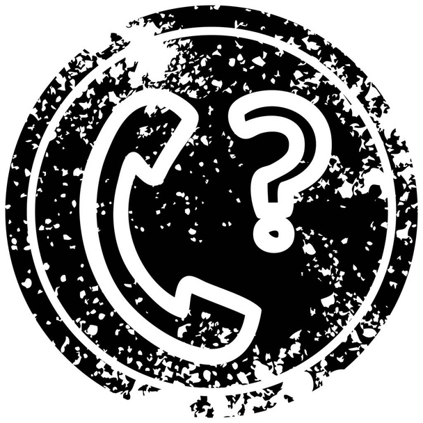 Telefoonhoorn met vraagteken noodlijdende pictogram symbool - Vector, afbeelding