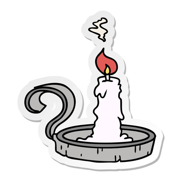 etiqueta desenho animado doodle de um suporte de vela e vela acesa
 - Vetor, Imagem