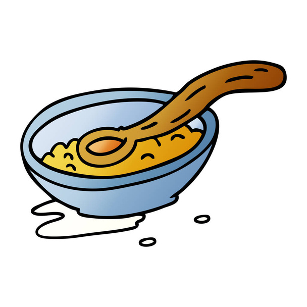 gradient cartoon doodle of a cereal bowl - Vector, imagen
