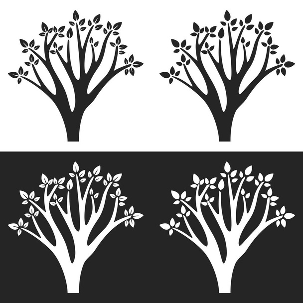 Conjunto de silhuetas de árvores com ramos
 - Vetor, Imagem