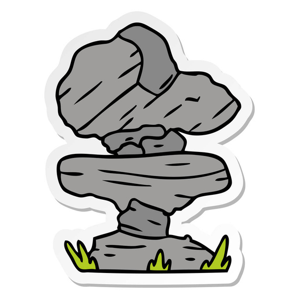 ruky nakreslené nálepka kreslený doodle z šedého kamenného balvanu - Vektor, obrázek