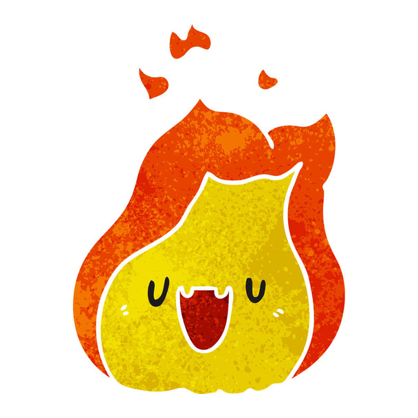 Retro kreslený obrázek kawaii roztomilý oheň plamen - Vektor, obrázek