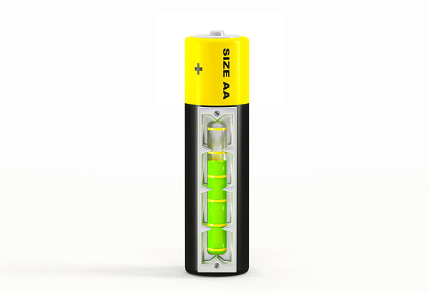 Аккумулятор AA с индикатором мощности стемпанка - 3D-рендеринг
 - Фото, изображение