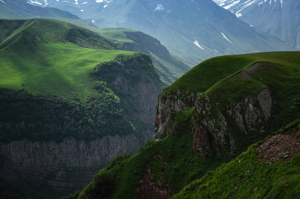Caucasian Mountain ranges and valleys at Gudauri, Georgia - Φωτογραφία, εικόνα