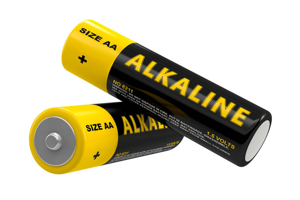 Alkaline Batteries - isolated on white - 3D Rendering - 写真・画像