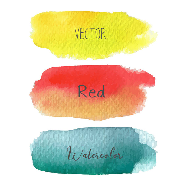 Set of colorful brush strokes watercolor on white baclground, Vector illustration. - Vektor, kép