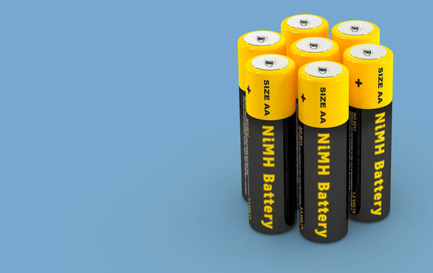 NiMH AA Batteries - 3D Rendering  - Zdjęcie, obraz