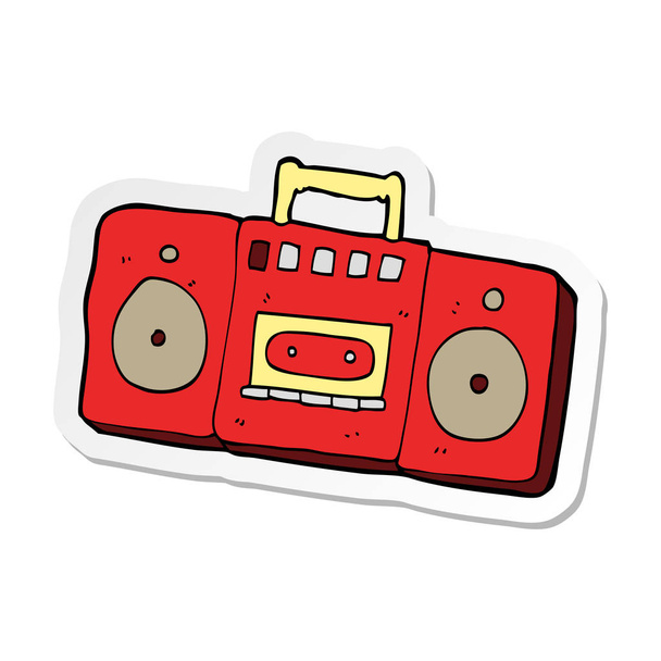 sticker of a cartoon radio cassette player - Vector, Image