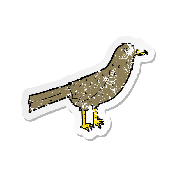 Retro distressed nálepka kreslený pták - Vektor, obrázek