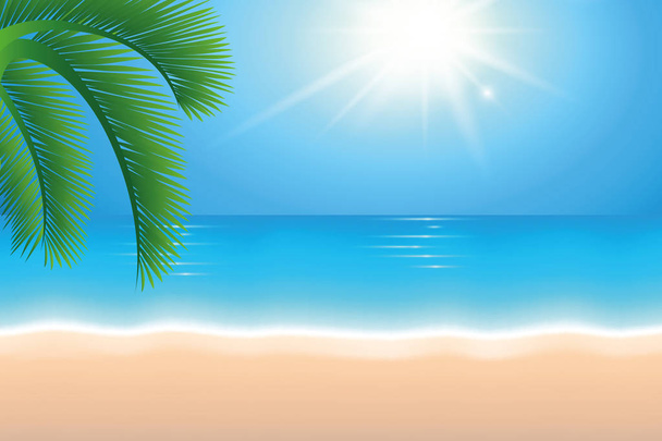 letnie wakacje w tle drzewo słońce i palm beach - Wektor, obraz