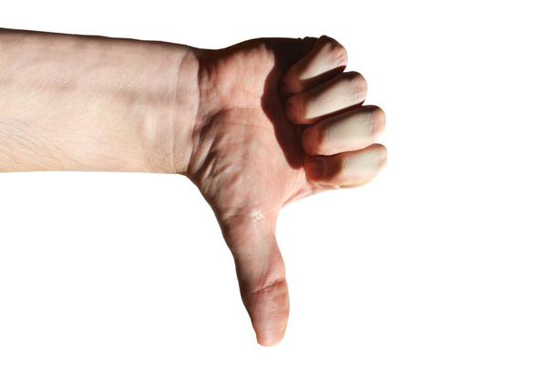 Thumbs down, white background - Photo, Image