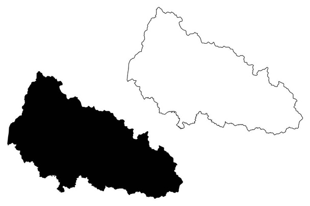 Zakarpattia Oblast harita vecto - Vektör, Görsel
