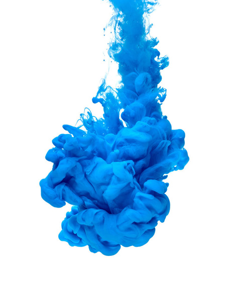 blauwe kleur verf splash pigment inkt - Foto, afbeelding