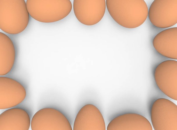 3d rendering. Template of brown eggs on white copy space background with clipping path. best to use for Easter time - Photo, Image