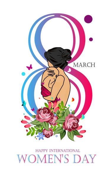 8 березня - Міжнародний жіночий день рожево-блакитного кольору. Векторні ілюстрації. Місце для тексту. - Вектор
 - Вектор, зображення