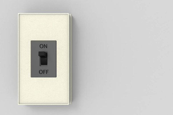 renderizado 3d. caja de interruptor cortada moneda eléctrica en fondo de pared de espacio de copia gris
. - Foto, imagen