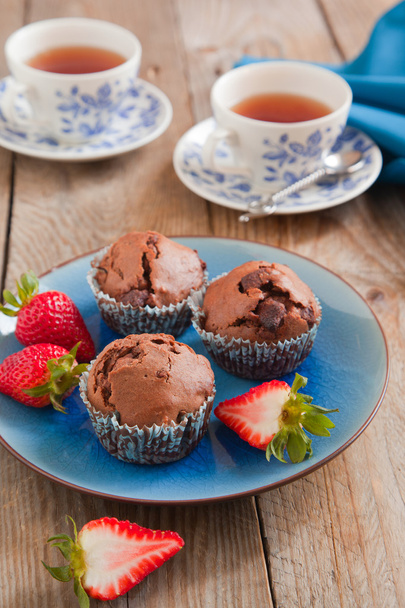 Chocolate muffins - Fotoğraf, Görsel