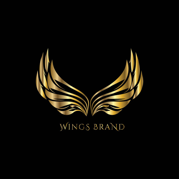 Wings logo vettoriale dorato. Ali emblema di lusso dorato per boutique, ristorante, SPA, marchio di moda hotel
 - Vettoriali, immagini