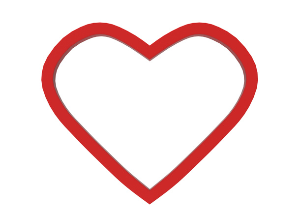 renderizado 3d. Cuadro de marco de forma de corazón rojo aislado sobre fondo blanco con camino de recorte
. - Foto, imagen