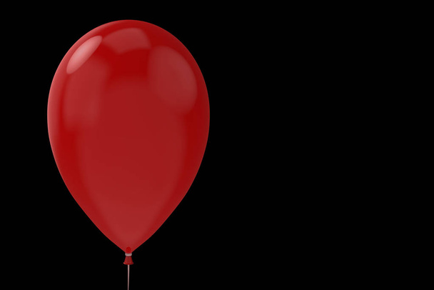 Rendering 3D. un grande palloncino rosso orrore Halloween con percorso di ritaglio isolato su sfondo nero copia spazio
. - Foto, immagini