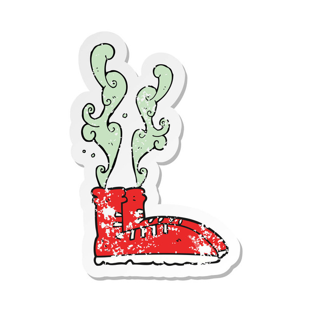 ρετρό αναξιοπαθούντα αυτοκόλλητο μια γελοιογραφία δύσοσμα πάνινα παπούτσια - Διάνυσμα, εικόνα