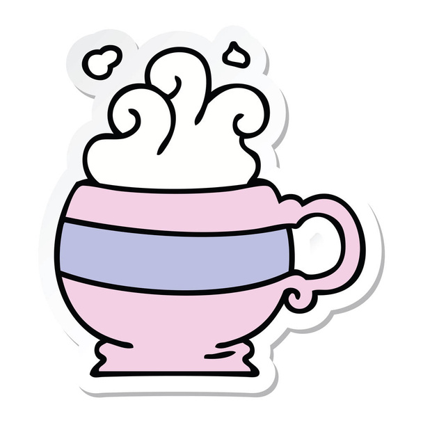sticker of a quirky hand drawn cartoon hot drink - Vektör, Görsel