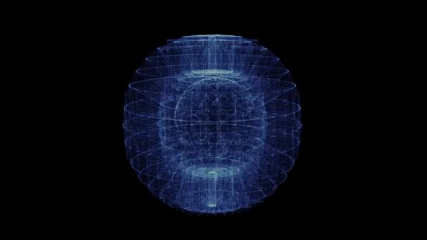 Hologramm eines rotierenden Planeten Erde innerhalb einer Teilchenkugel - Filmmaterial, Video