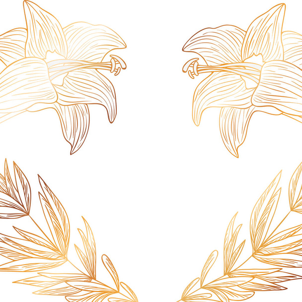 pattern flowers and leafs isolated icon - Vektor, Bild