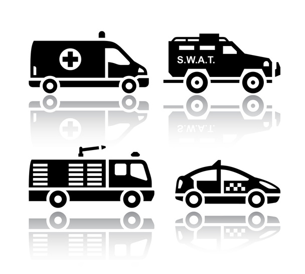 Set of transport icons - Rescue - Διάνυσμα, εικόνα