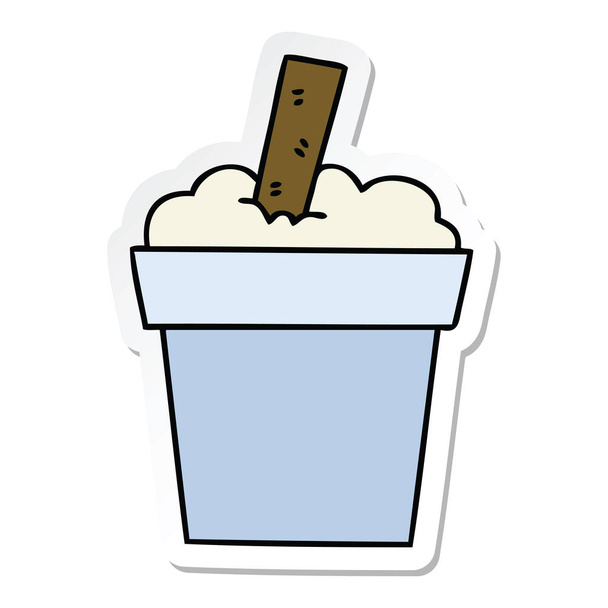 sticker of a quirky hand drawn cartoon ice cream pot - Vektori, kuva