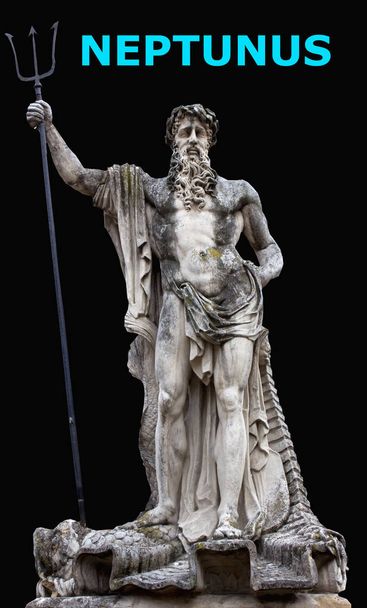 ローマのネプチューンの水の神の像。ギリシャ神話、ポセイドン - 写真・画像