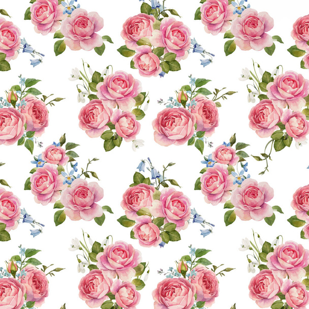 Watercolor rose vector pattern - Vetor, Imagem