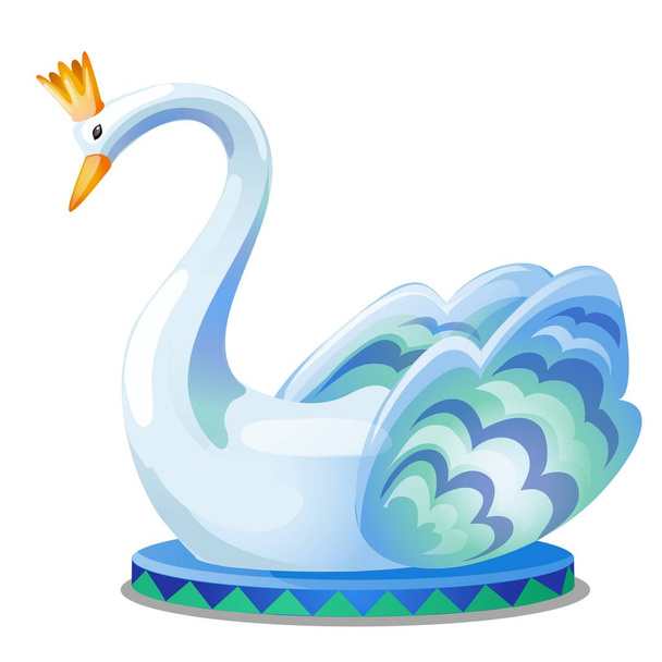 The statue of a swan with a crown isolated on white background. Vector cartoon close-up illustration. - Vettoriali, immagini