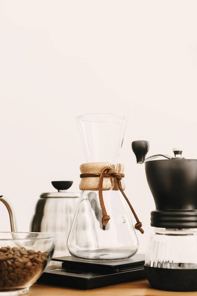 Alternative coffee brewing method set. Stylish accessories and i - Photo, Image