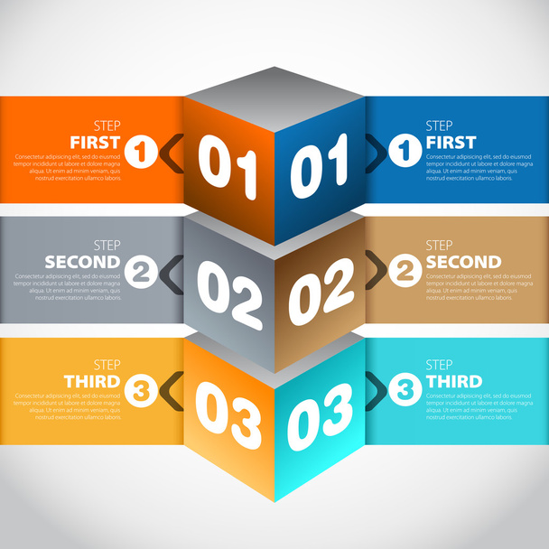Modern cube style options banner for workflow layout, number options, step up options - Fotografie, Obrázek